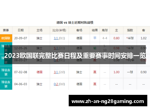 2023欧国联完整比赛日程及重要赛事时间安排一览 2023欧国联完整比赛日程及重要赛事时间安排一览